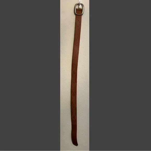 Banana Republic Brown Leather Belt with Silver Buckle studded Medium - Picture 4 of 6